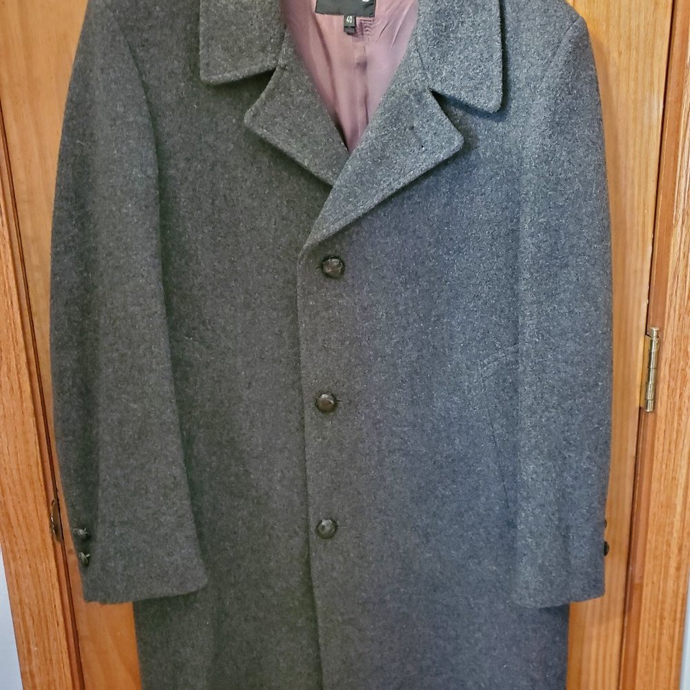Men's Stafford virgin wool charcoal grey winter coat.